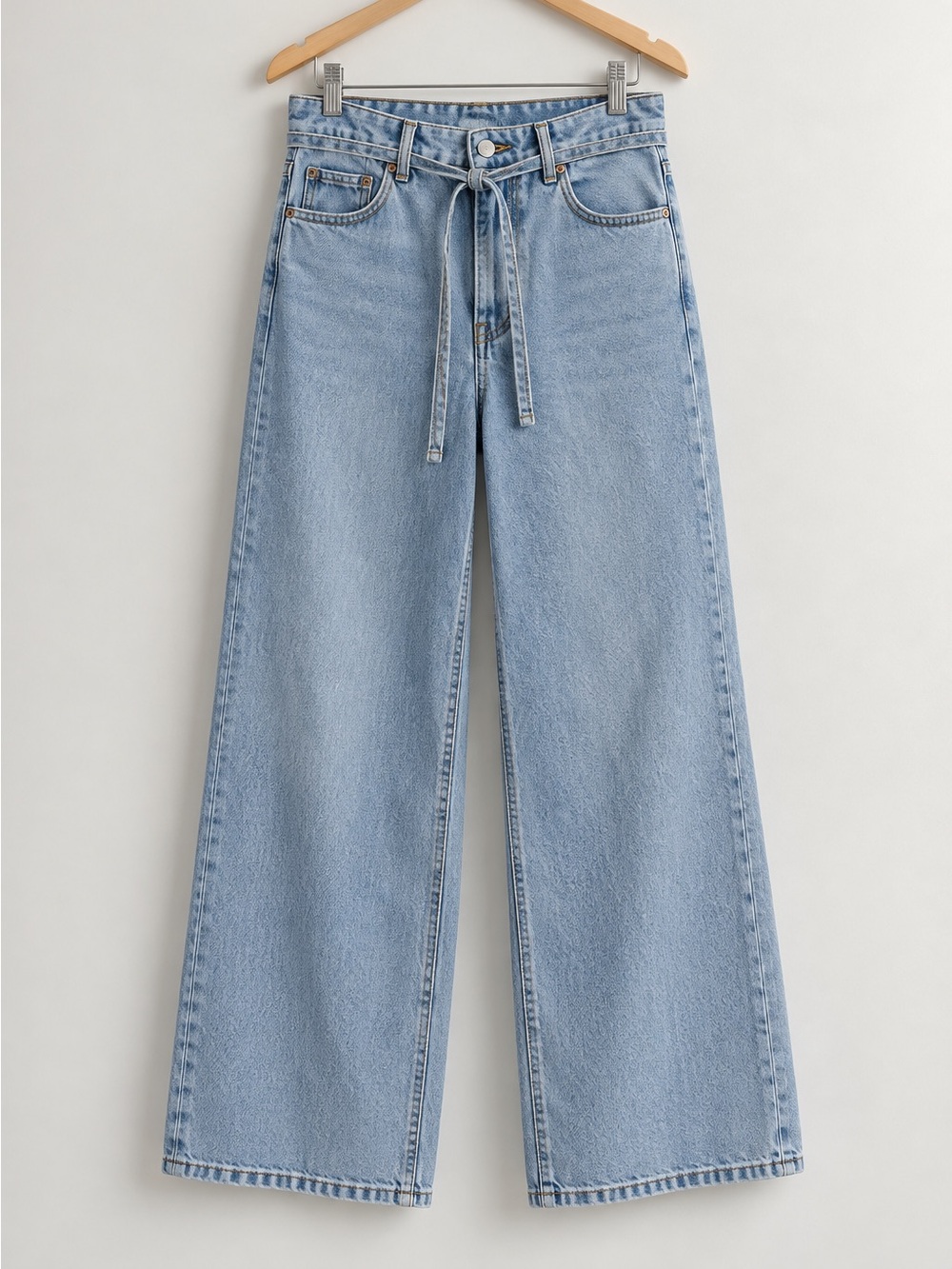 👖 Buffalo David Bitton Bree Wide Leg Belted Jeans – Light Wash – Size 8